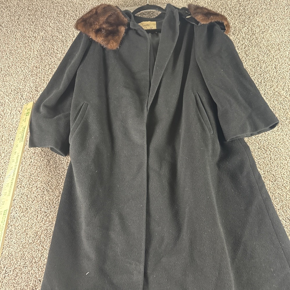 Gilmore Brothers Women's Vintage Cashmere  Black Faux Fur Coat